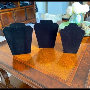 Three Velvet Necklace Stands in Black